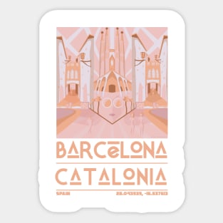 Barcelona, Catalonia, Spain Retro Travel Sticker